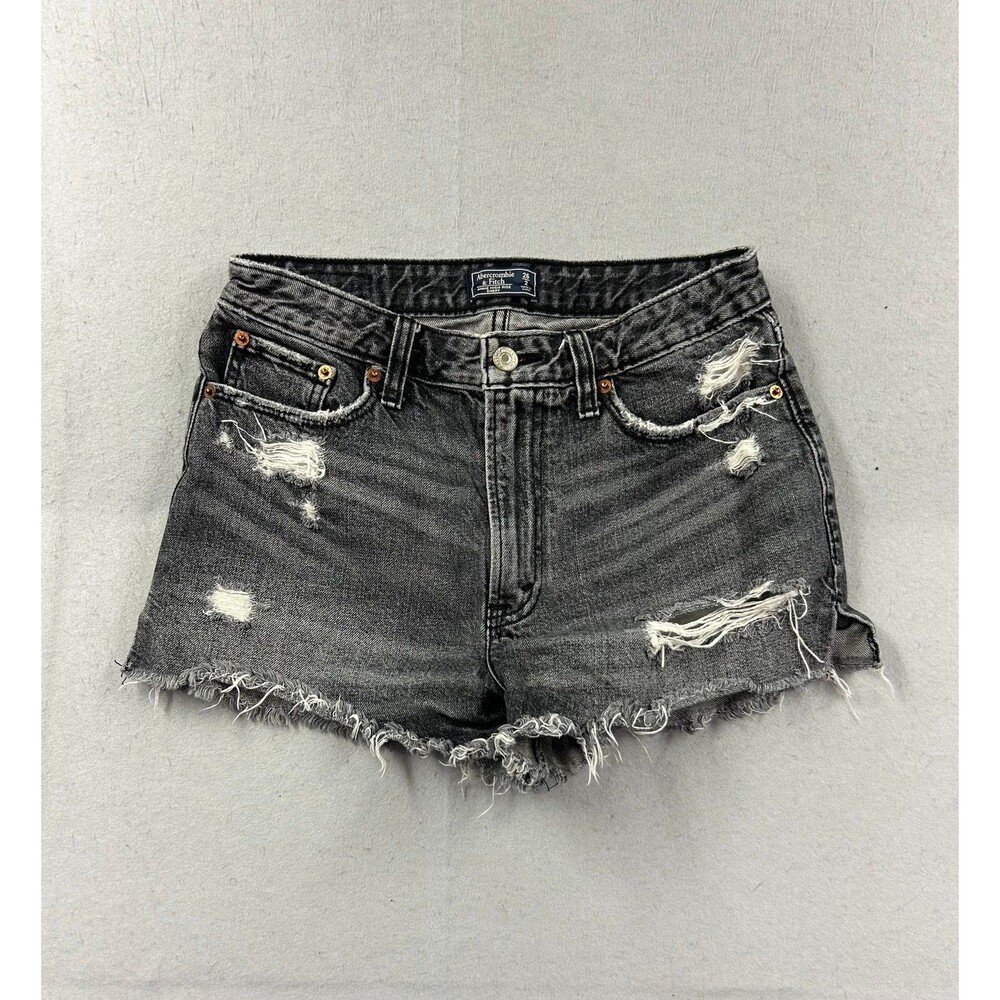Abercrombie & Fitch Women’s Black Denim Annie High Rise Shorts 2/26